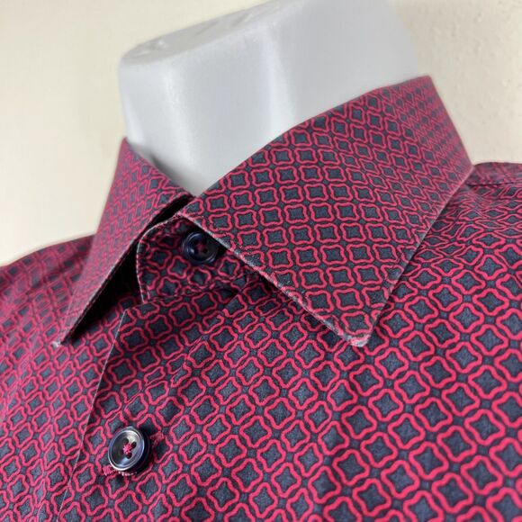 A21 Button Down Shirt Men Large Grey Pink Long Sleeve Graphic Cotton Casual - Picture 8 of 13